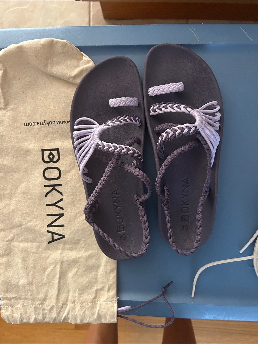 Bokyna Lavender Braided Slide Sandals for Women